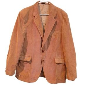 Austin Manor 44R Tan Corduroy Blazer Mens Jacket Elbow Patches Sport Coat